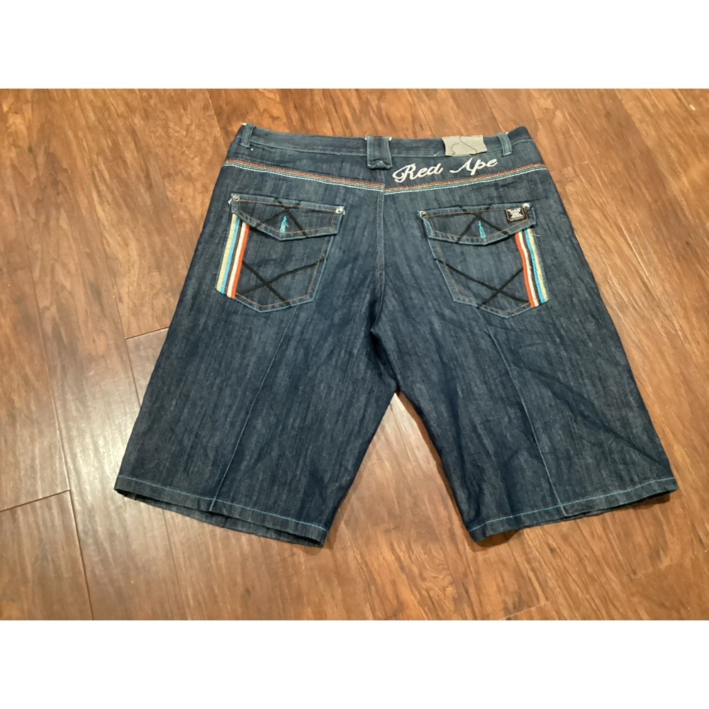 Vintage Red Ape Short Mens 42 Denim Jeans Goth Baggy Rave Skater Y2K Hip Hop